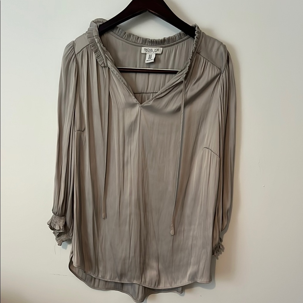 Rachel Zoe Brown 3/4 Sleeve Relaxed Blouse